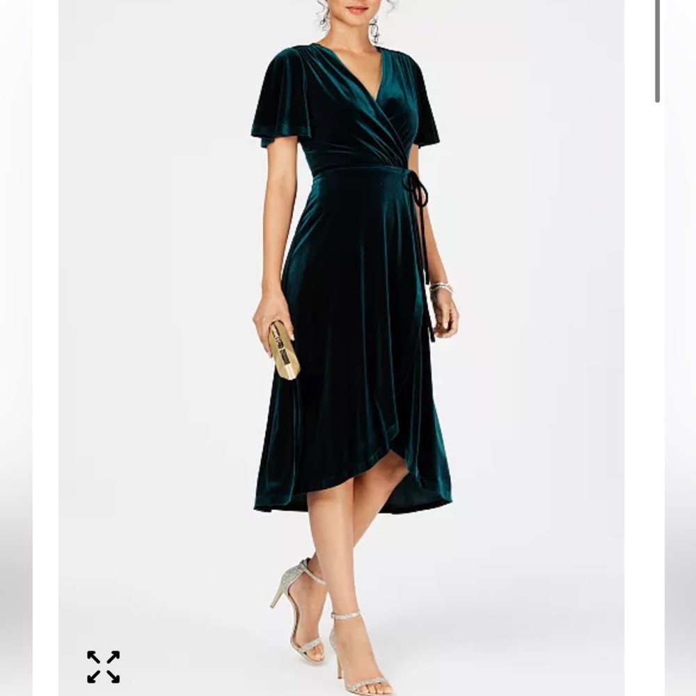 Vince Camuto‎ Velvet Wrap Midi Dress in Emerald Green size 4